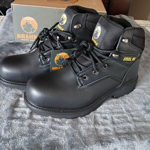 Brahma Steel Toe Black Work Boots - Men